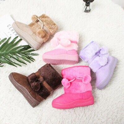 Girls Kids Childrens Ankle Warm Winter Faux Fur Lined Comfy Snow Boots Shoes Uk