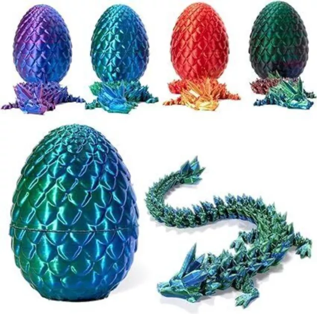 3D Printed Dragon in Egg-Full Articulated Dragon Crystal Dragon Dragon Egg Gift