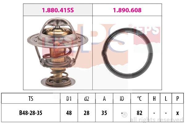 Termostato Motore FACET 7.8251 Con Guarnizione – 82°C, Compatibile Con Fiat E Innocenti