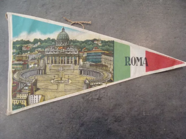 VINTAGE - Fanion - ROMA - VATICAN - ITALIE - En nylon - 26 cm - 2 photos