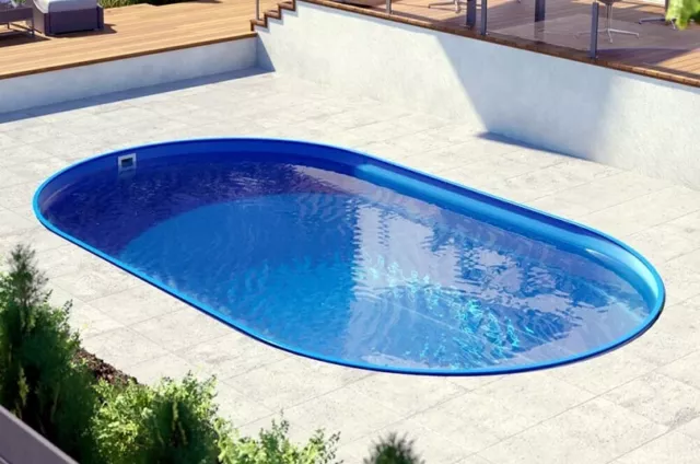 Piscina interrata ovale in acciaio NEWSKYBLUE 600 h120 cm - Kit DELUXE