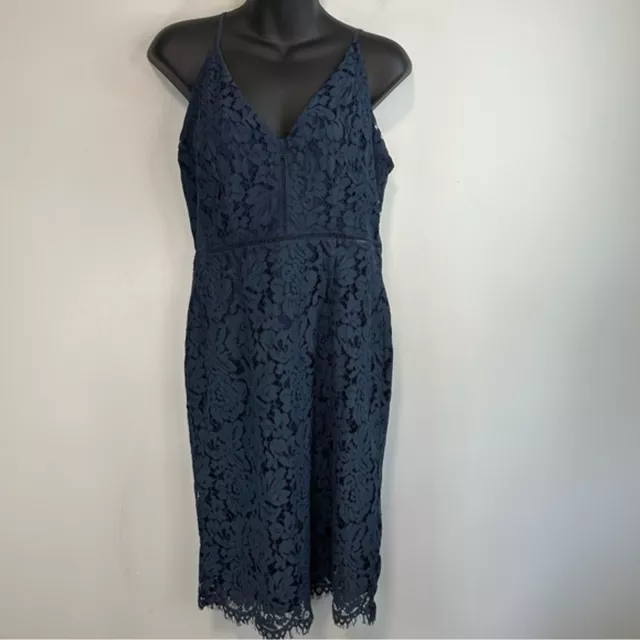 ASTR The Lavel Navy Blue Floral Lace Mini Dress Size Medium Sleeveless