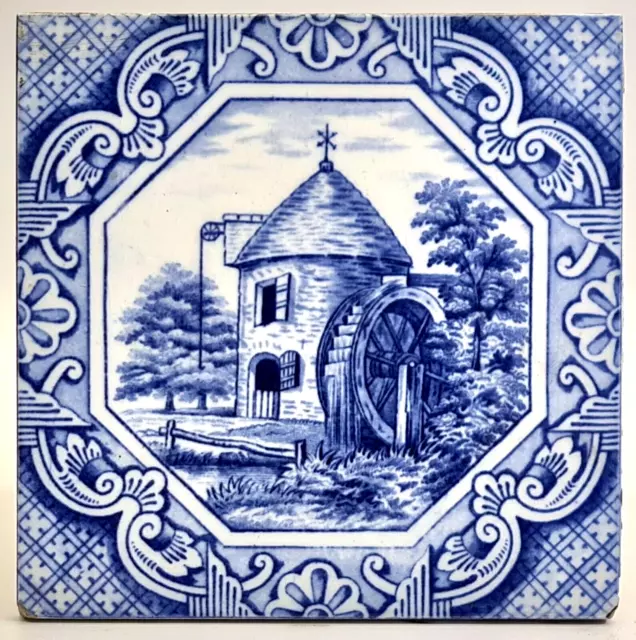 Victorian Tile Watermill Dutch Border Minton Hollins & Co C1880