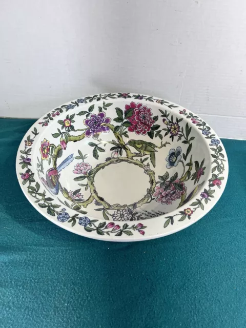 Huge Vintage Copeland Late Spode Woodpecker BIRD Serving Bowl London Bird Flower