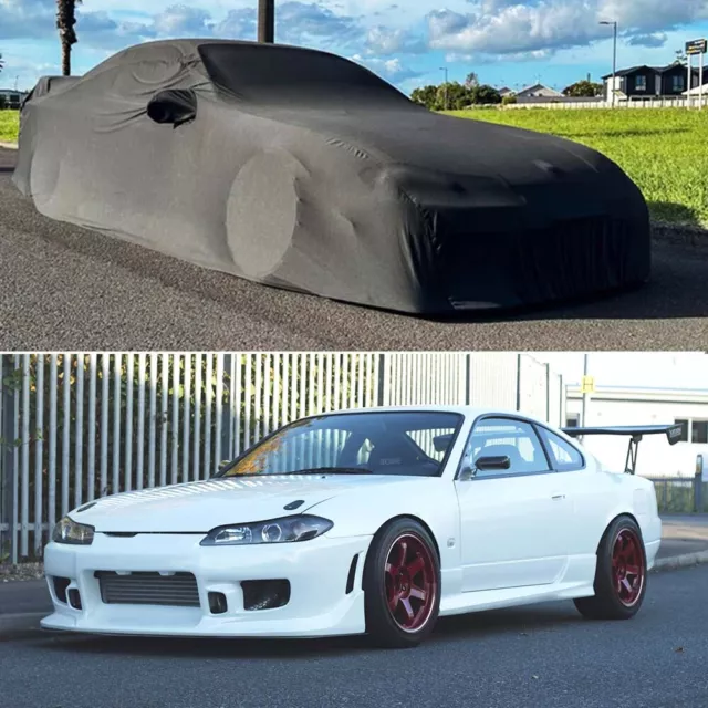 Car Cover Stain Stretch Dust-proof Custom Black For Nissan Silvia S15 / 200SX