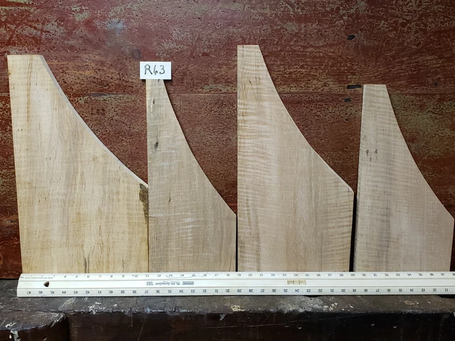 Tiger-Curly Maple (4) Reclaimed Wood Table Cut Off Drops Strong Striped Grain