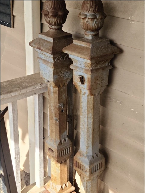 Vintage Cast Iron Posts from NYC Brownstone. Cast Iron newel post