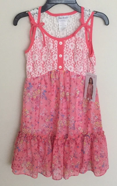 Girls Jona Michelle Age 10 Pink Lace Bodice Frilled Skirt Summer Dress Bnwt