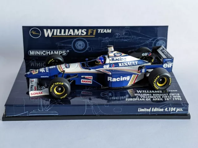 Minichamps Williams FW18 Jacques Villeneuve First Win European GP 1996 1/43