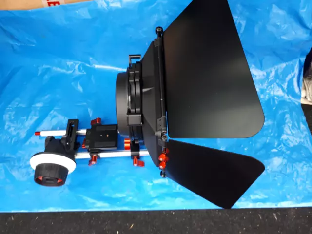 4 X 4 Matte Box complete and attached to Sunrise HS R-603 DSLR  Follow Focus