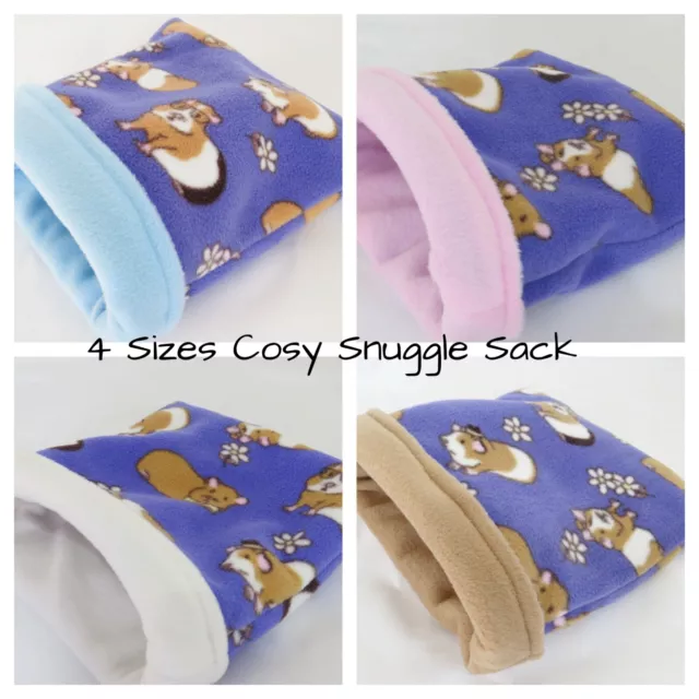 **Soft And Cosy**4 Sizes **Fleece Snuggle Pouch,Bag,Guinea Pig Bed Hedgehog,Rat