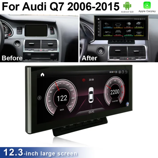 For Audi Q7 2006-2015 12.3" Android 12 Radio DVD GPS Navigation Wireless Carplay