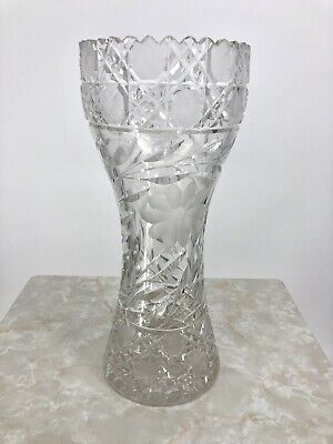 Vintage American Brilliant Period Pairpoint Cut Crystal Vase - Early 1900s - 12”