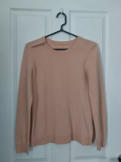 Whistles 100% Cashmere Peach Pink Crew Neck Jumper Size UK 10