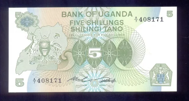 Uganda 5 Shillings ND(1982)  P15  UNC