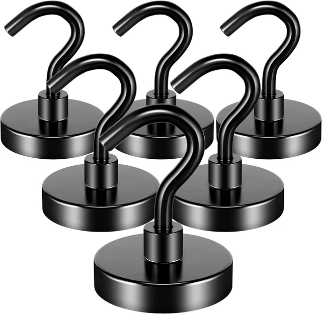 FINDMAG 6 Pack 50LBS Heavy Duty Magnetic Hooks Neodymium Magnet Hook for Hanging