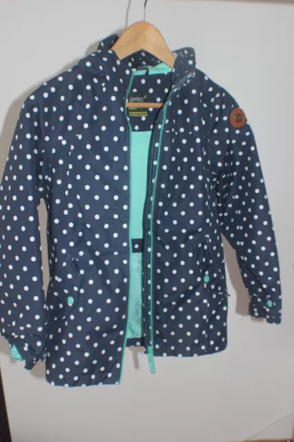 Girls Jacket/coat Navy and white polka dot with Hood 11-12 Yrs