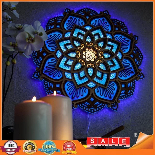 Mandala Wall Hanging Lamp Art Crafts USB LED Acrylic Flower Lamp Home Decoration