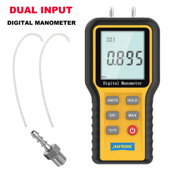 DIFFERENTIAL PRESSURE GAUGE Dual Port Manometer Gas Pressure Digital