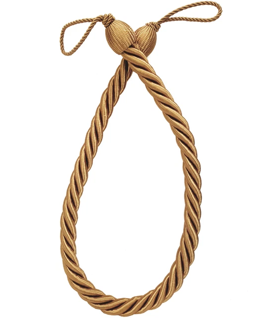 PAIR 2 pieces Curtain Tie Backs rope twist - Antique Gold 85cm