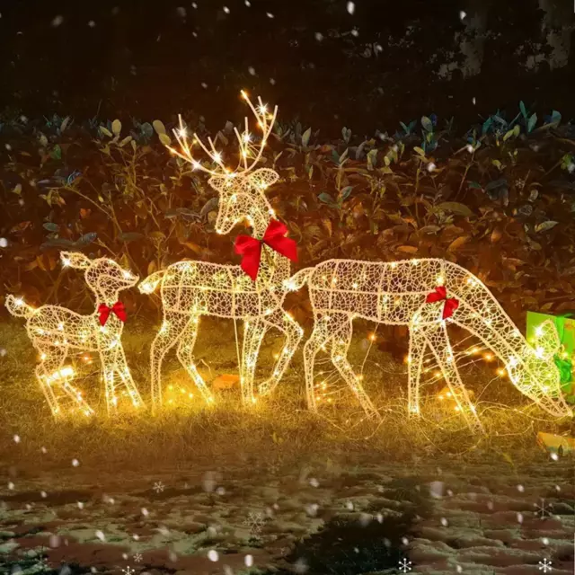 3 Pcs Reindeer Christmas Decoration LED Lights Luminous Yard Ornament