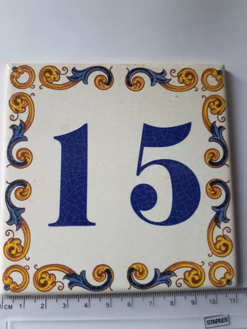 Vintage Ceramic Tiles House Number 15