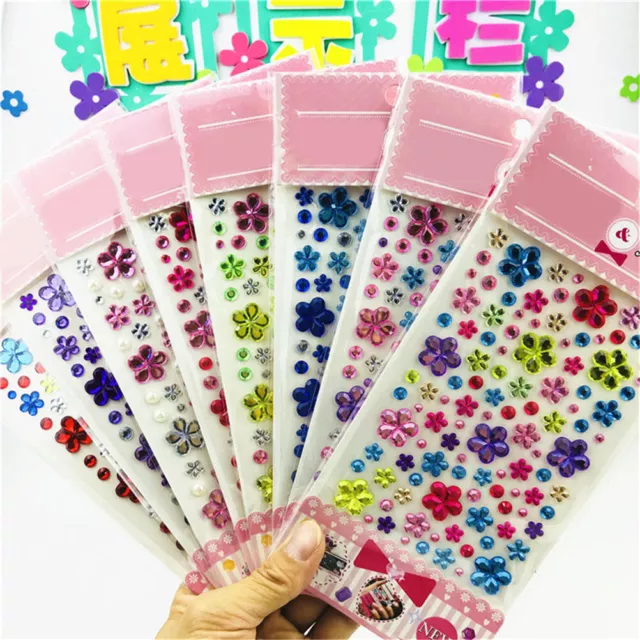 Self Adhesive Glitter Flower Crystal Gems Jewel Diamond Sticker Rhinestone D_7H