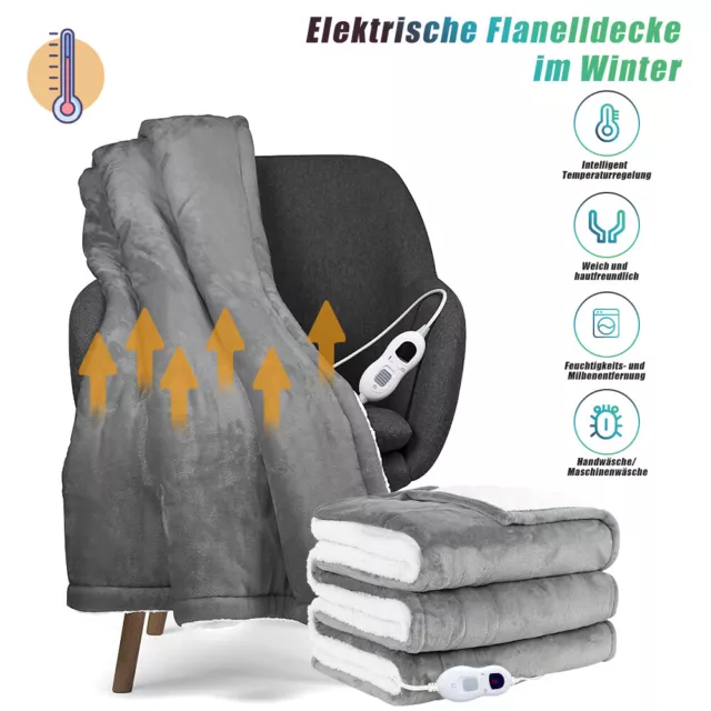 Elektrische Heizdecke Wärmedecke Kuscheldecke Wärmeunterbett Timer 150 x 130 cm