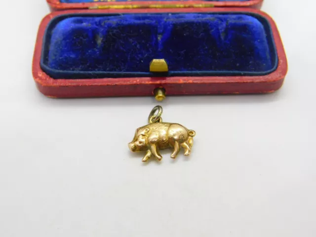 9ct Yellow Gold Wild Boar Charm or Pendant Vintage c1970