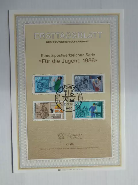 Briefmarken Berlin 1986: ETB Nr. 4 "Für die Jugend 1986", Erstausgabestempel