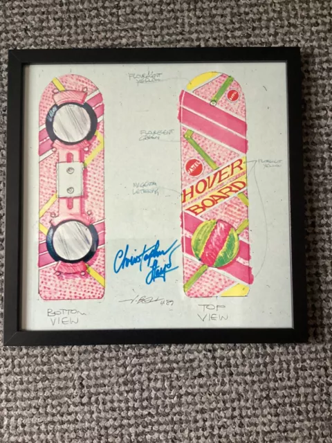 Christopher Lloyd Signed Framed Back To The Future Hoverboard Concept Print