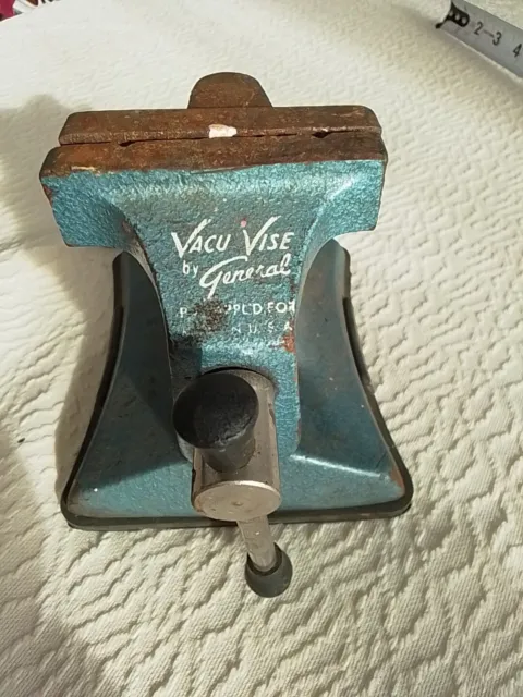 Vintage Small Portable Vacu Vise by General 4" tall x 4  1/4" Wide Base USA