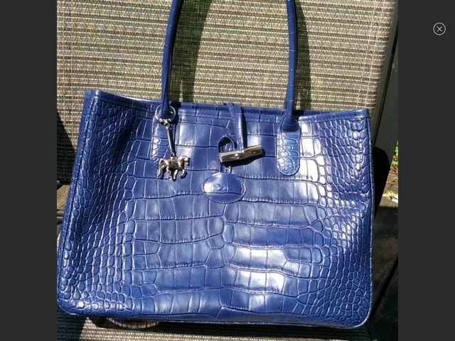 LONGCHAMP ROSEAU CROC EMBOSSED LEATHER TOTE new condition 12