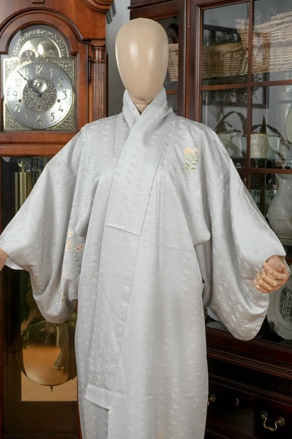 Dear Vanilla Japanese Silk Kimono Women's Robe Gown Authentic Japan Vintage Mint 2
