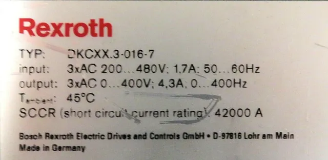 BOSCH REXROTH DKCXX.3-016-7  |  Servo Drive Controller with DeviceNet 2