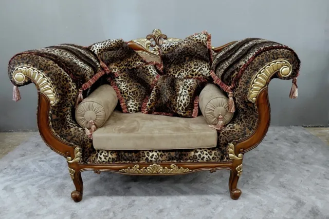 Designersofa Sofa Couch Armchair Sofa Set Ottoman Mahogany " Hunter "