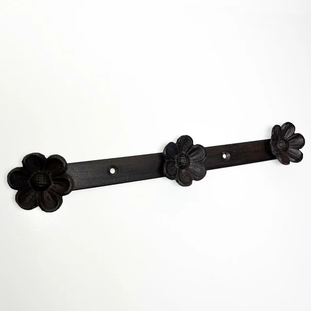 Cast Iron Wall Hooks 3x Hanging Daisy Floral Petal Rustic Key Flower Rack DEAL