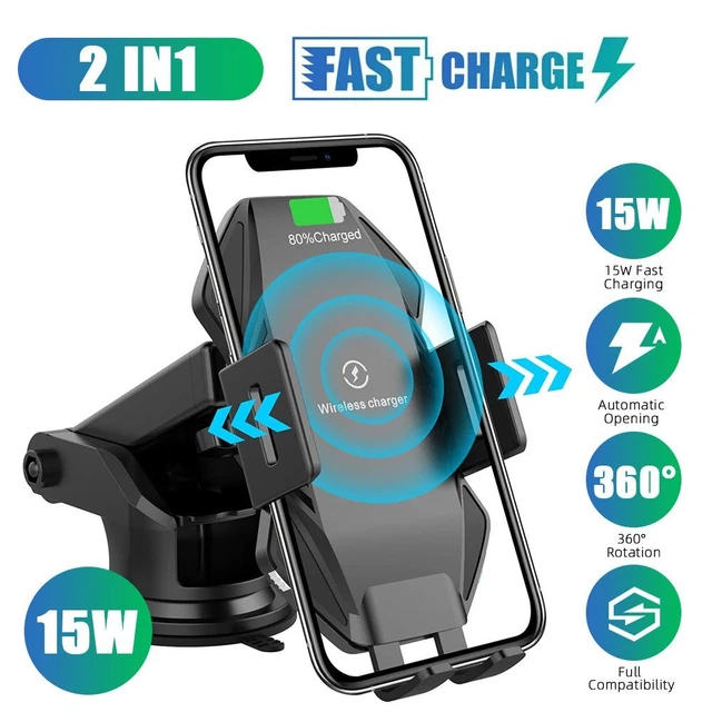 Qi Auto Wireless Charger Handy Halterung Induktions Ladegerät Clamping KFZ 15W
