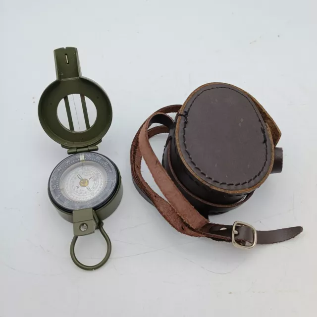 FRANCIS BARKER M-88 Prismatic Military Compass M88 Mils Olive Drab w/ Leather Ca