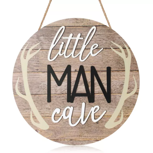 Little Man Cave Sign 12 x 12 Inch Little Man Cave Decor for Nursery Wooden Wall