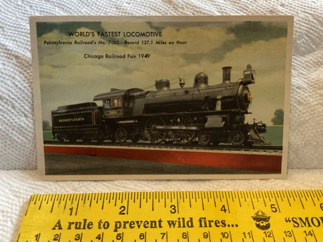 Vntg World’s Fastest Locomotive Penn No. 7002,  Chicago World Fair Postcard, USD