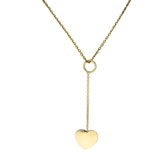 9ct Gold Heart Drop Necklace 16 - 20 Inches