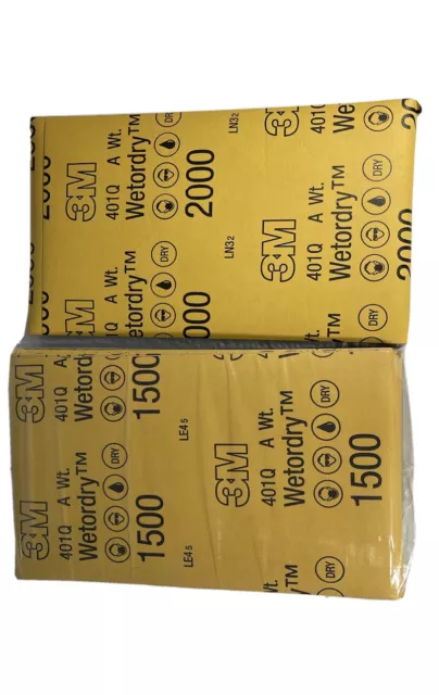 3M WET OR DRY SANDPAPER MIXED PACK of 2 1500 Grit and 2000 Grit 1 Sheet of Each 2