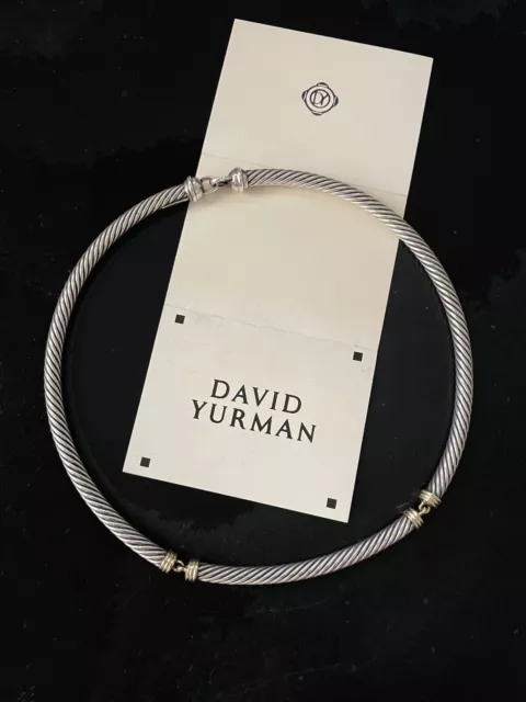 David Yurman Sterling Silver & 14k Yellow Gold Choker Collar Necklace 