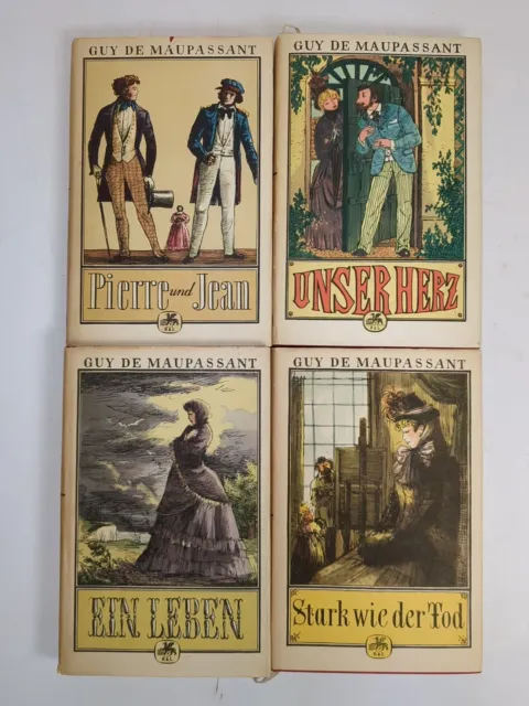 4 Bücher Guy de Maupassant - Gesammelte Romane in Einzelbänden, Rütten & Loening