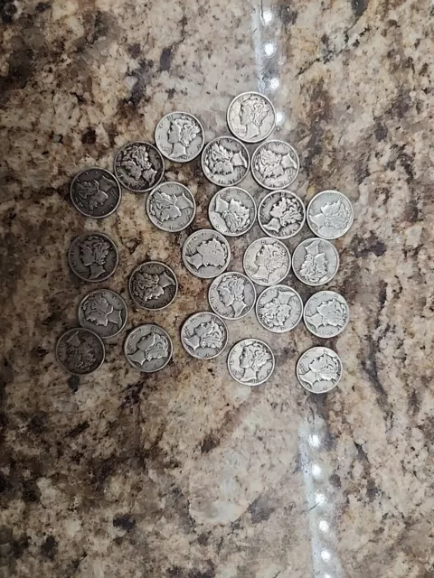 Mercury Dimes US 10 c Sliver,  (24 Coin Lot)