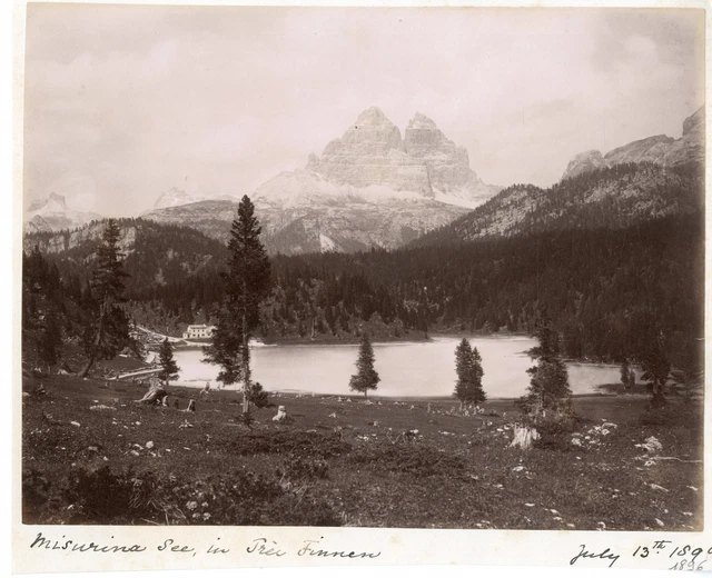 Suisse italienne lac Misurina Vintage albumen print Le Lac de Misurina est le pl