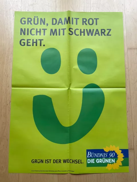 Wahlplakat Bündnis90/Grüne  Bundestagswahl 1998 - Damit rot nicht mit… - DIN A1