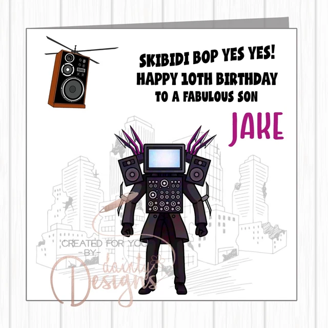 PERSONALISED BIRTHDAY CARD Skibidi Toilet Cameraman Helicopter Camera