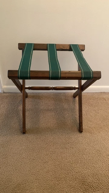Vintage Folding Luggage Stand  Wood Wooden Valet Suitcase Rack